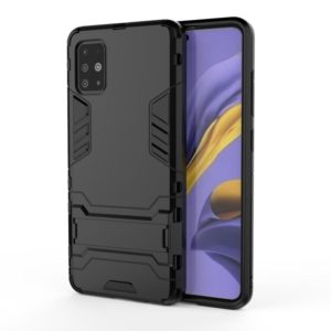 For Galaxy A51 Shockproof PC + TPU Protective Case with Invisible Holder(Black) (OEM)
