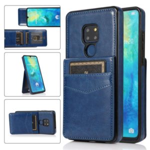For Huawei Mate 20 Solid Color PC + TPU Protective Case with Holder & Card Slots(Blue) (OEM)
