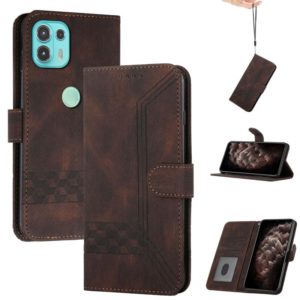 For Motorola Moto G50 5G Cubic Skin Feel Flip Leather Phone Case(Dark Brown) (OEM)