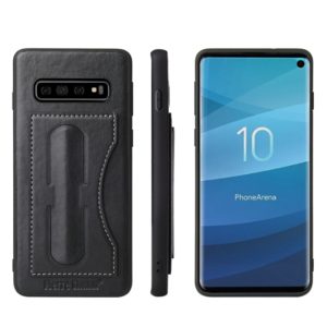 Fierre Shann Full Coverage Protective Leather Case for Galaxy S10+, with Holder & Card Slot (Black) (OEM)