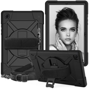 For Samsung Galaxy Tab A7 10.4 (2020) T500 Contrast Color Silicone + PC Combination Case with Holder(Black) (OEM)