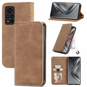 For Honor V40 5G Retro Skin Feel Business Magnetic Horizontal Flip Leather Case with Holder & Card Slots & Wallet & Photo Frame(Brwon) (OEM)