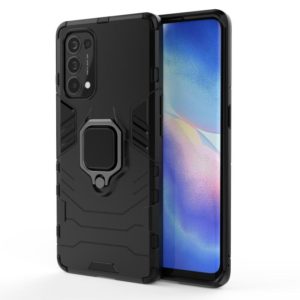 For OPPO Reno5 Pro PC + TPU Shockproof Protective Case with Magnetic Ring Holder(Black) (OEM)