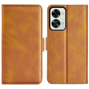 For OnePlus Nord 2T 5G Dual-side Magnetic Buckle Flip Leather Phone Case(Yellow) (OEM)