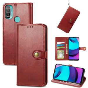For Motorola Moto E20 Retro Solid Color Buckle Leather Phone Case(Red) (OEM)