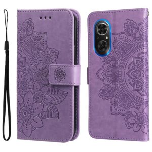 For Honor 50 SE / Huawei nova 9 SE 7-petal Flowers Embossed Flip Leather Phone Case(Light Purple) (OEM)