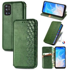 For Doogee N40 Pro Cubic Grid Pressed Horizontal Flip Magnetic Leather Case with Holder & Card Slots & Wallet(Green) (OEM)