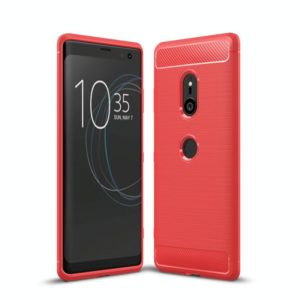 Brushed Texture Carbon Fiber Shockproof TPU Case for Sony Xperia XZ3(Red) (OEM)