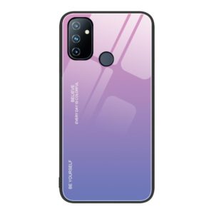 For OnePlus Nord N100 Gradient Color Glass Case(Pink Purple) (OEM)