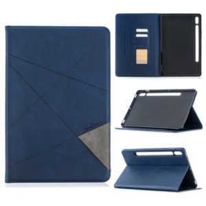 For Samsung Galaxy Tab S8 / Galaxy Tab S7 T870 Rhombus Texture Horizontal Flip Magnetic Leather Case with Holder & Card Slots(Dark Blue) (OEM)