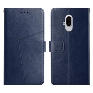 For Fujitsu Arrows F-52B Y Stitching Horizontal Flip Leather Phone Case(Blue) (OEM)