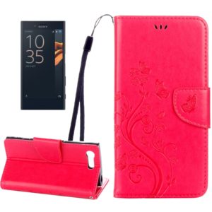 For Sony Xperia X Compact Butterflies Love Flowers Embossing Horizontal Flip Leather Case with Holder & Card Slots & Wallet & Lanyard(Magenta) (OEM)