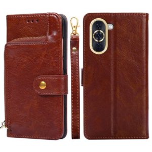For Huawei nova 10 Zipper Bag Leather Phone Case(Brown) (OEM)