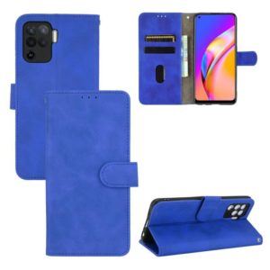 For Oppo A94 Solid Color Skin Feel Magnetic Buckle Horizontal Flip Calf Texture PU Leather Case with Holder & Card Slots & Wallet(Blue) (OEM)