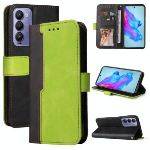 For Tecno Camon 18/18 P Stitching-Color Horizontal Flip Leather Case(Green) (OEM)