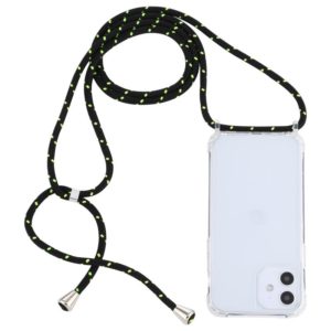 For iPhone 12 mini Transparent Acrylic Airbag Shockproof Phone Protective Case with Lanyard (Black Green) (OEM)
