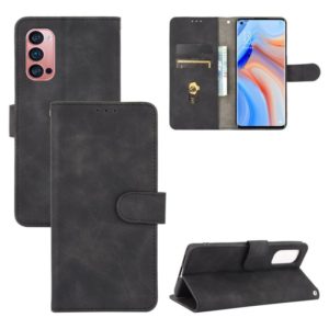 For OPPO Reno4 Pro 5G Solid Color Skin Feel Magnetic Buckle Horizontal Flip Calf Texture PU Leather Case with Holder & Card Slots & Wallet(Black) (OEM)