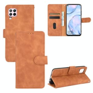 For Huawei nova 6 SE / P40 Lite Solid Color Skin Feel Magnetic Buckle Horizontal Flip Calf Texture PU Leather Case with Holder & Card Slots & Wallet(Brown) (OEM)