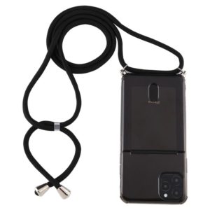 For iPhone 12 / 12 Pro Transparent TPU Protective Case with Lanyard & Card Slot(Black) (OEM)