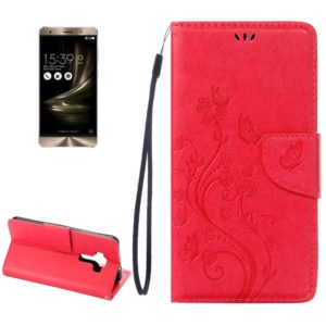 For Asus ZenFone 3 / ZE552KL Pressed Flowers Pattern Leather Case with Holder & Card Slots & Wallet(Magenta) (OEM)