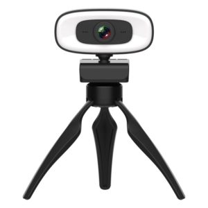 C10 2K HD Without Distortion 360 Degrees Rotate Three-speed Fill Light USB Free Drive Webcams, Built-in Clear Sound Microphone (OEM)