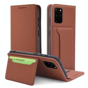 For Samsung Galaxy S20 Plus 5G Strong Magnetism Shockproof Horizontal Flip Liquid Feel Leather Case with Holder & Card Slots & Wallet(Brown) (OEM)