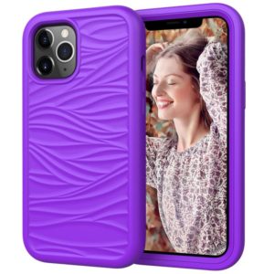 For iPhone 12 Pro Max Wave Pattern 3 in 1 Silicone+PC Shockproof Protective Case(Purple) (OEM)