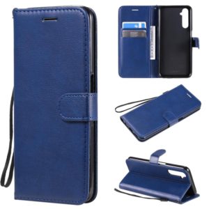 For OPPO Realme 6 Solid Color Horizontal Flip Protective Leather Case with Holder & Card Slots & Wallet & Lanyard(Blue) (OEM)