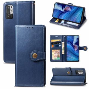 For Xiaomi Redmi Note 10 5G Solid Color Leather Buckle Phone Case with Lanyard & Photo Frame & Card Slot & Wallet & Stand Function(Blue) (OEM)