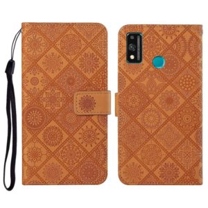 For Huawei Honor 9X Lite Ethnic Style Embossed Pattern Horizontal Flip Leather Case with Holder & Card Slots & Wallet & Lanyard(Brown) (OEM)