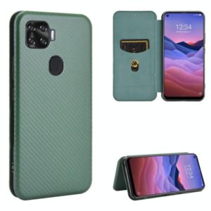For ZTE A1 ZTG01 5G Carbon Fiber Texture Horizontal Flip TPU + PC + PU Leather Case with Card Slot(Green) (OEM)