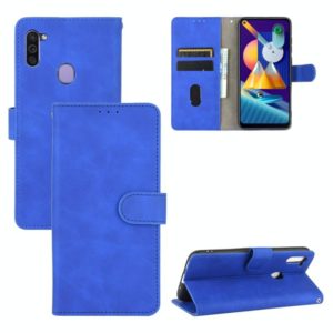 For Samsung Galaxy M11 Solid Color Skin Feel Magnetic Buckle Horizontal Flip Calf Texture PU Leather Case with Holder & Card Slots & Wallet(Blue) (OEM)