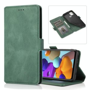For Samsung Galaxy A21s Retro Magnetic Closing Clasp Horizontal Flip Leather Case with Holder & Card Slots & Photo Frame & Wallet(Dark Green) (OEM)