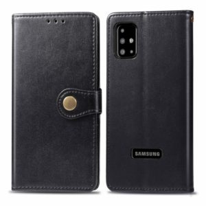 For Galaxy A51 Retro Solid Color Leather Buckle Phone Case with Lanyard & Photo Frame & Card Slot & Wallet & Stand Function(Black) (OEM)