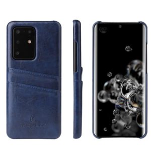 For Galaxy S20 Ultra Fierre Shann Retro Oil Wax Texture PU Leather Case with Card Slots(Blue) (FIERRE SHANN) (OEM)