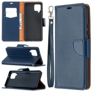 For Samsung Galaxy A42 5G Litchi Texture Pure Color Horizontal Flip PU Leather Case with Holder & Card Slots & Wallet & Lanyard(Blue) (OEM)