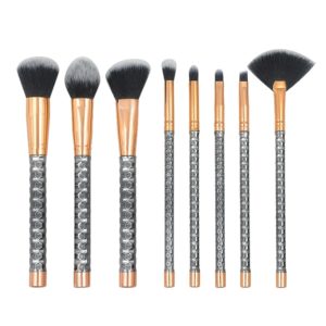 8 in 1 Honeycomb Handle Multi-functional Makeup Brush, Black Handle and Black Brush (OEM)