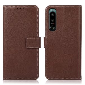 For Sony Xperia 5 III Litchi Texture PU + TPU Horizontal Flip Leather Case with Holder & Card Slots & Wallet(Brown) (OEM)