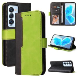 For Tecno Camon 18 Premier Stitching-Color Horizontal Flip Leather Case(Green) (OEM)