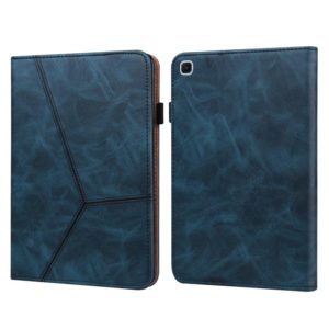 For Samsung Galaxy Tab S6 Lite P610/P615 Solid Color Embossed Striped Leather Tablet Smart Case(Blue) (OEM)