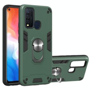 For Vivo Y50 2 in 1 Armour Series PC + TPU Protective Case with Ring Holder(Dark Green) (OEM)