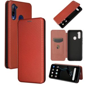 For ZTE Libero 5G Carbon Fiber Texture Horizontal Flip TPU + PC + PU Leather Case with Card Slot(Brown) (OEM)