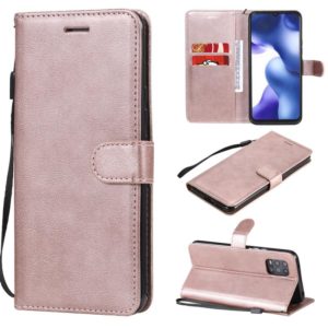 For Xiaomi Mi 10 Lite Solid Color Horizontal Flip Protective Leather Case with Holder & Card Slots & Wallet & Photo Frame & Lanyard(Rose Gold) (OEM)