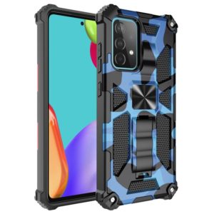 For Samsung Galaxy A51 5G Camouflage Armor Shockproof TPU + PC Magnetic Protective Case with Holder(Blue) (OEM)