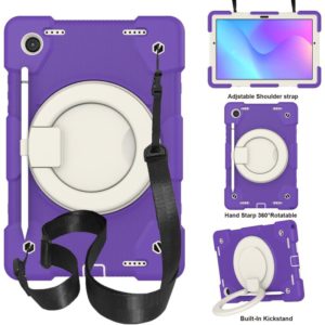 For Samsung Galaxy Tab A8 10.5 2021 Silicone + PC Full Body Protection Tablet Case With Holder & Strap(Dark Purple) (OEM)