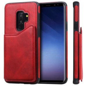 For Galaxy S9+ Shockproof Calf Texture Protective Case with Holder & Card Slots & Frame(Red) (OEM)