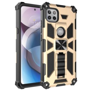 For Motorola Moto One 5G Ace Shockproof TPU + PC Magnetic Protective Case with Holder(Gold) (OEM)