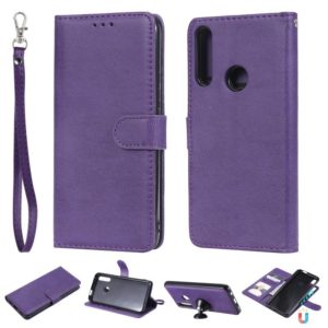 For Huawei P Smart Z / Y9 Prime Solid Color Horizontal Flip Protective Case with Holder & Card Slots & Wallet & Photo Frame & Lanyard(Purple) (OEM)