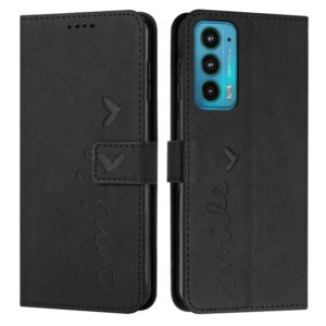For Motorola Edge 20 Skin Feel Heart Pattern Leather Phone Case(Black) (OEM)