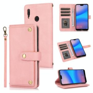 For Huawei P20 Lite PU + TPU Horizontal Flip Leather Case with Holder & Card Slot & Wallet & Lanyard(Pink) (OEM)
